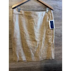 Ralph Lauren 100% Linen Wrap Midi-Skirt Basic Sand Tan Women’s Size 12
